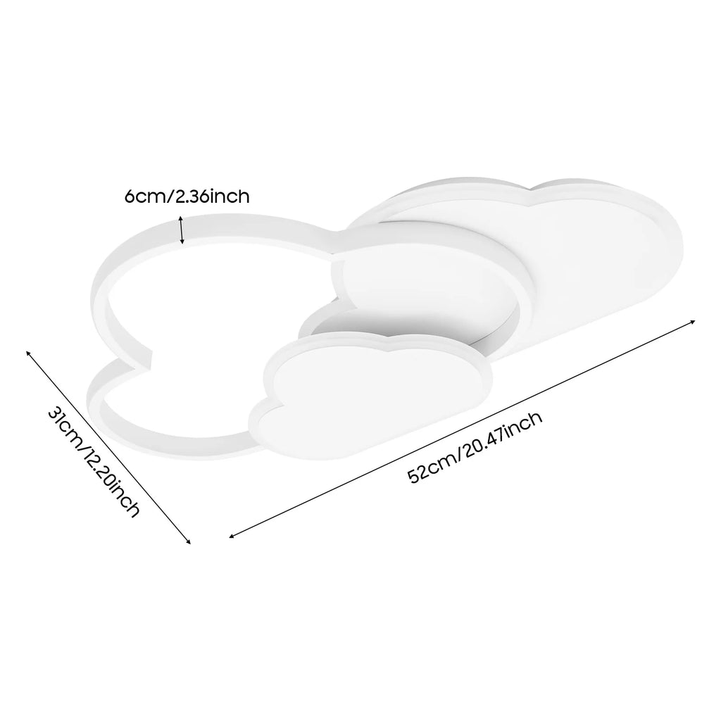 Cloud Shape LED Ceiling Light Fixture Modern 3-Color Lighting Acrylic Ceiling Lamp for Living Room Bedroom Kid's Room 52x31cm