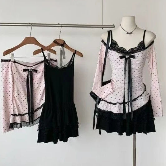 Elegant Two Piece T shirt Set Women Korean Short Sleeve Tees Striped Print Casual New Daily Fashion Outfits Outfits 2026 Sexy