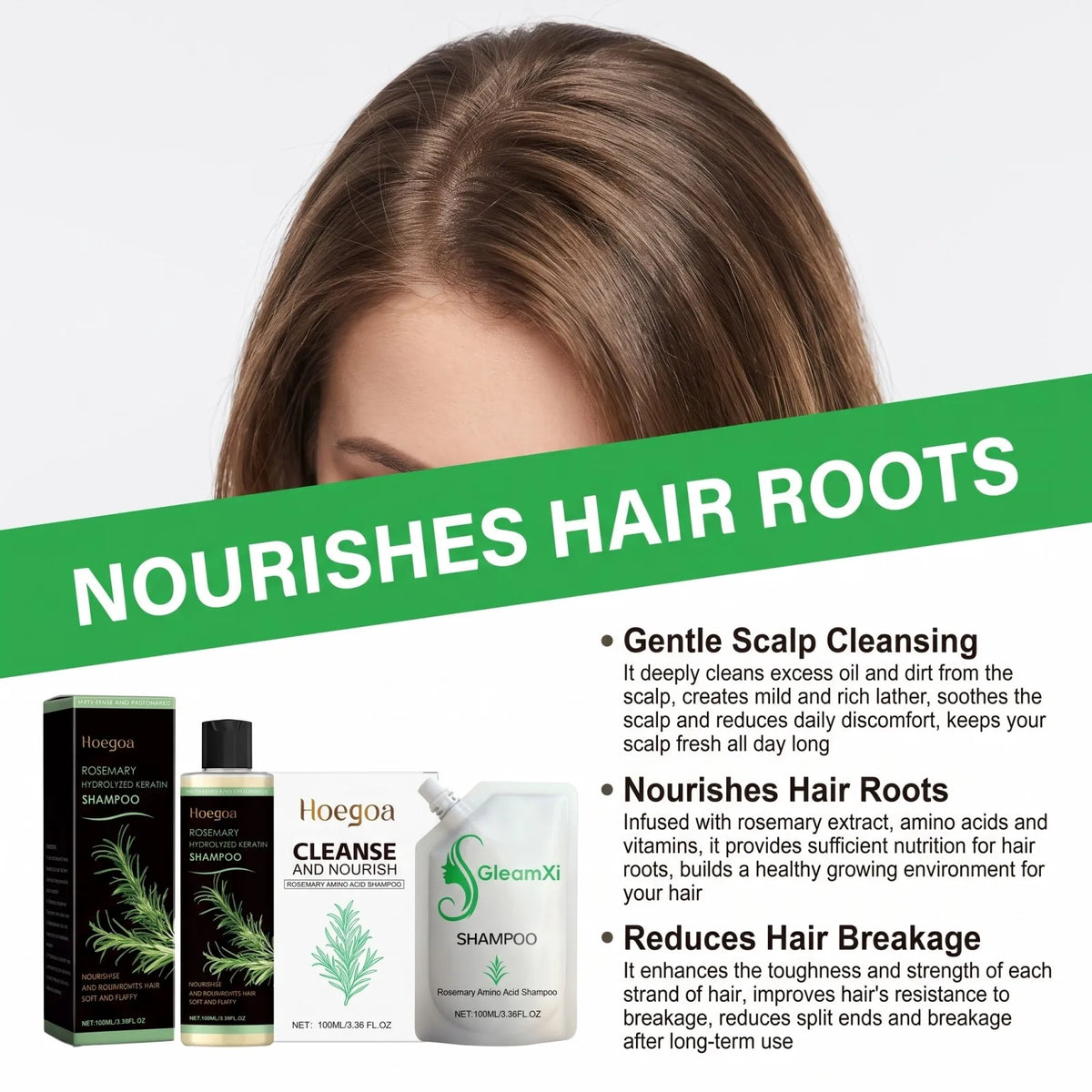Rosemary Shampoo Anti-Hair Loss Shampoo Deep Scalp Cleansing & Moisturizing Hair Care Set for Dry Damaged Hair Strengthens Roots