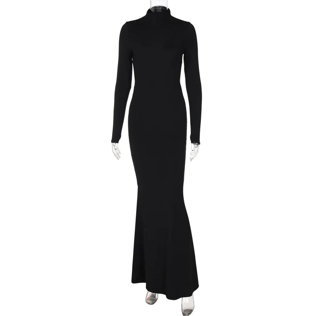 Ladies Autumn Elegant Evening Party Dress Women Long Sleeve Backless Bodycon Maxi Dresses Night Clubwear Streetwear Fall Outfits