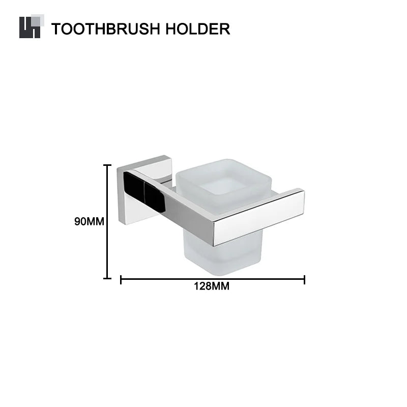 Stainless Steel Chrome Bathroom Hardware Set Square Towel Rack Towel Rack Tissue Holder Robe Hook Bathroom Rack Accessories