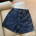 Women High Waist Denim Shorts Summer Chic Streetwear Female Casual Wide Leg Short Pants Solid Color Lady Loose Straight Shorts