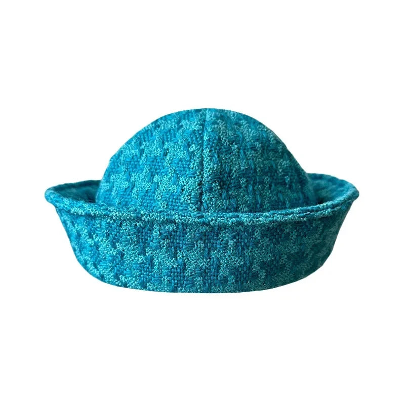 Fall Elegant Tweed Berets for Women Sailor Hat Japanese Versatile Naval Winter Fashion Party Warm Cute Jk Y2K Bucket Hat
