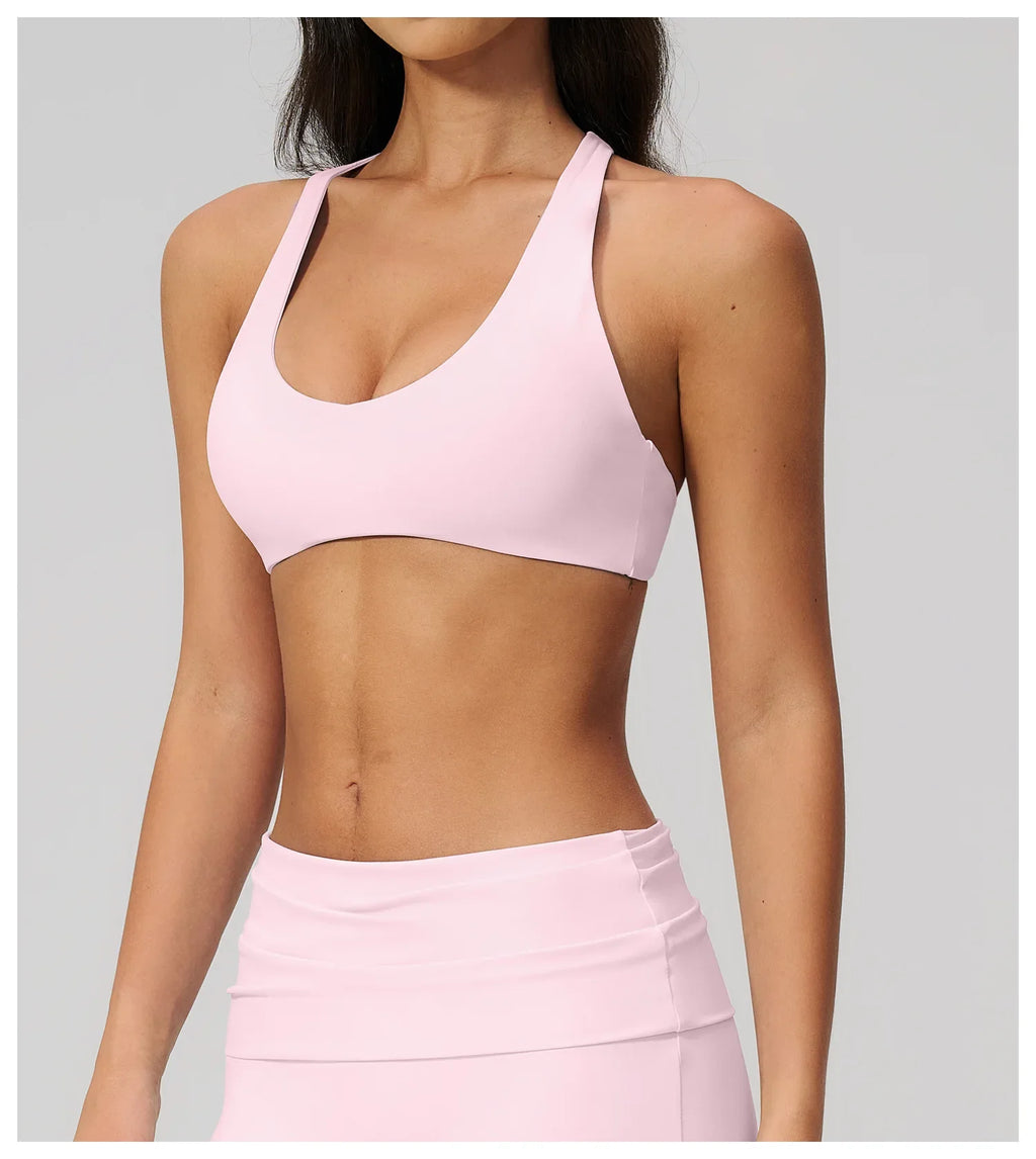 NCLAGEN Sport Bra Women High Support Fitness Brushed Underwear Back Cross Gym Clothes Training Yoga Top Pilates Workout Tank