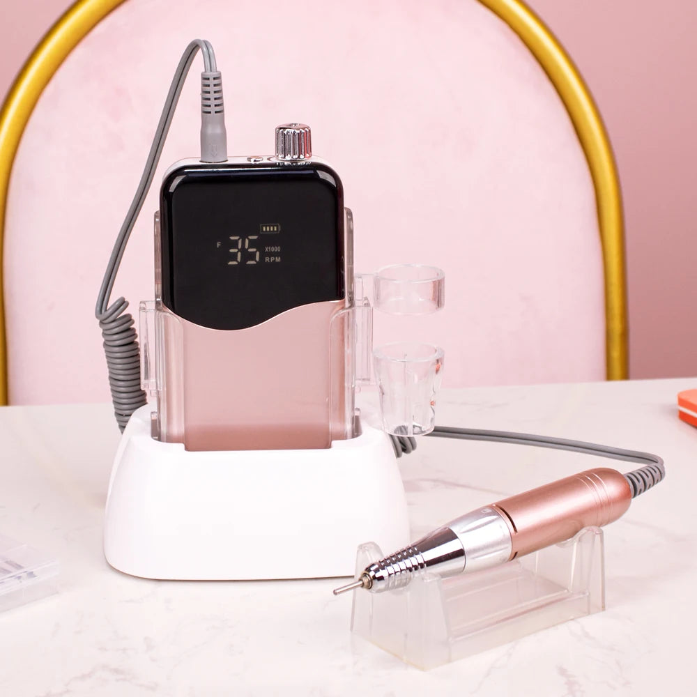 Professional Manicure Electric Nail Drill Machine 35000RPM Cordless Nail File Rechargeable Nail Polishing Grinder For Nails