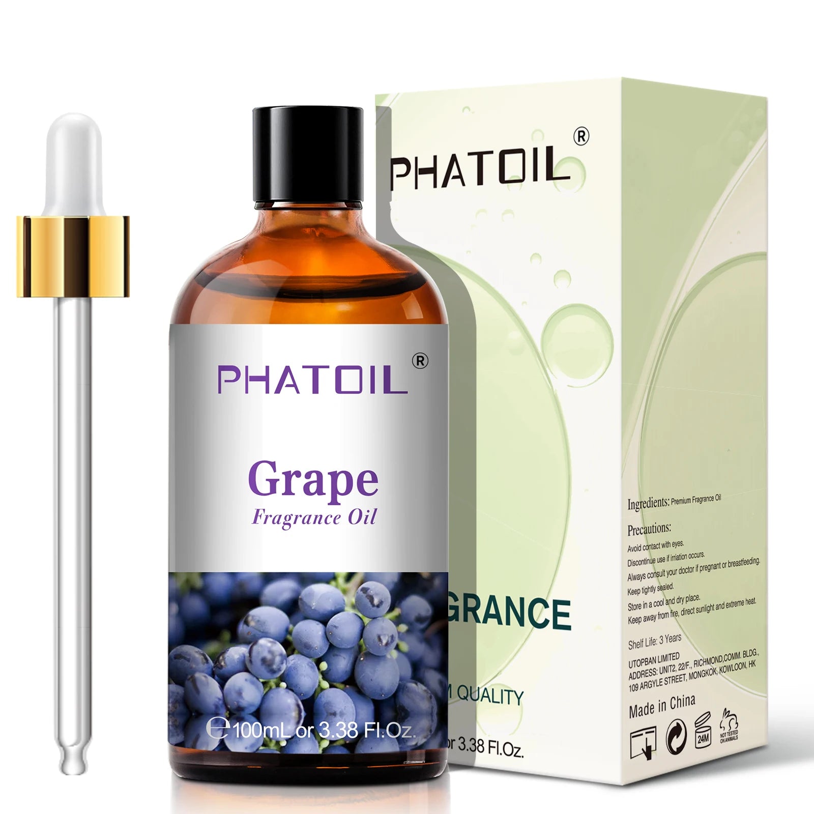PHATOIL 100ml Fruit Series Fragrance Oils with Glass Dropper Coconut & Vanilla Strawberry Mango Cherry Aroma Oil For Diffuser