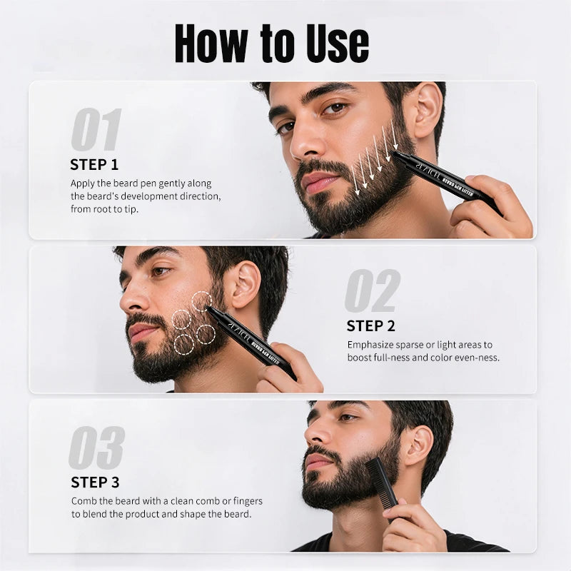 Waterproof Beard Pen Beard  Filler Pencil And Brush Beard Enhancer  Lasting Repair Moustache Coloring Shaping Tools Hair Pencil