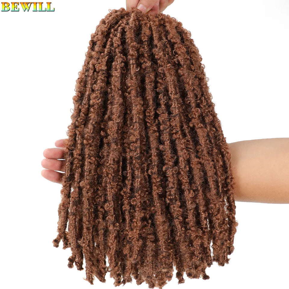 BEWILL 12 14 18 24 Inch Butterfly Locs Crochet Hair Pre-looped Synthetic Distressed Faux Braids Hair Soft Locs Goddess Locs Hair