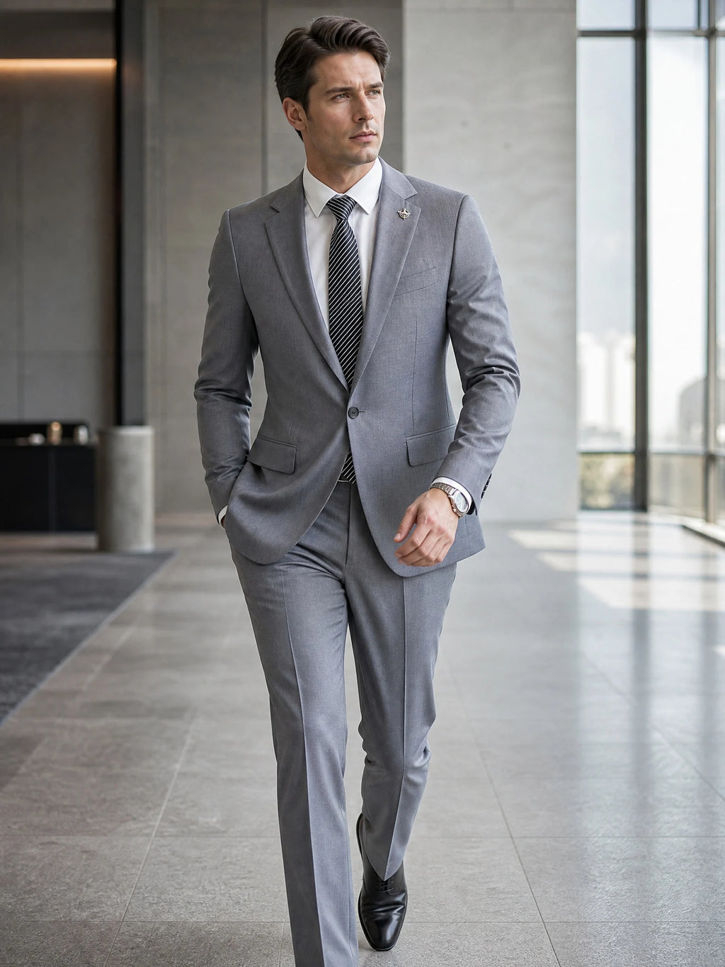 ST Cassy High Quality Men's Suit Slim Fit Solid Color Suit Formal Business Office Single Breasted Coat Pants 2 Pieces Set