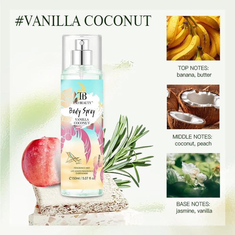 Plant Floral Car Perfume Spray, 150ml Long Lasting Body & Car Air Freshener, 4 Scents Vanilla Coconut/Rose/Lily/Dark Kiss, Auto