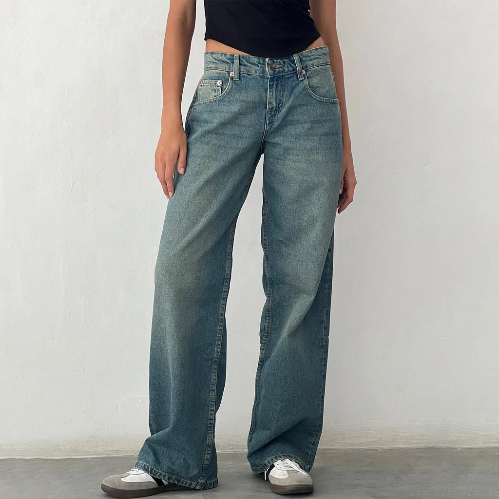 Women Wide Leg Jeans Casual High Waist Baggy Boyfriend Denim Pants Y2K Straight Streetwear Jeans Mom Jeans Trousers