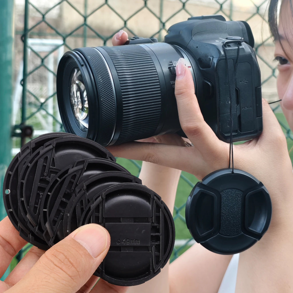 Universal Lens Cap 49 52 55 58 62mm Center Pinch Snap on Front Cap Cover for DSLR Camera Lens Protector Protective Accessories