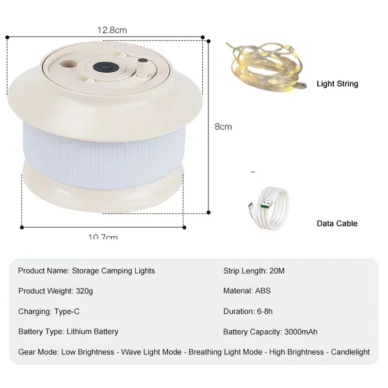 SOFT-20 Meter Tape Measure Camping Lantern Rechargeable Tent Ambient Light Emergency Lamp For Outdoor Activity