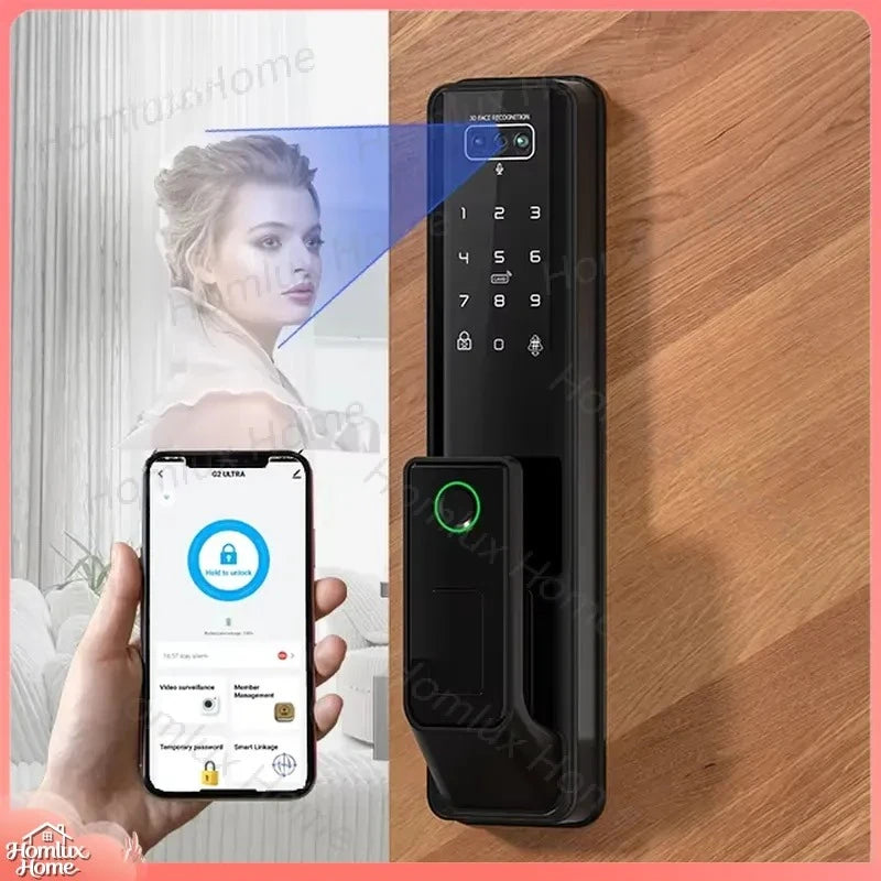 Smart Lock with Video Intercom Camera Facial Recognition Fingerprint Password Palm Vein Authentication Automatic