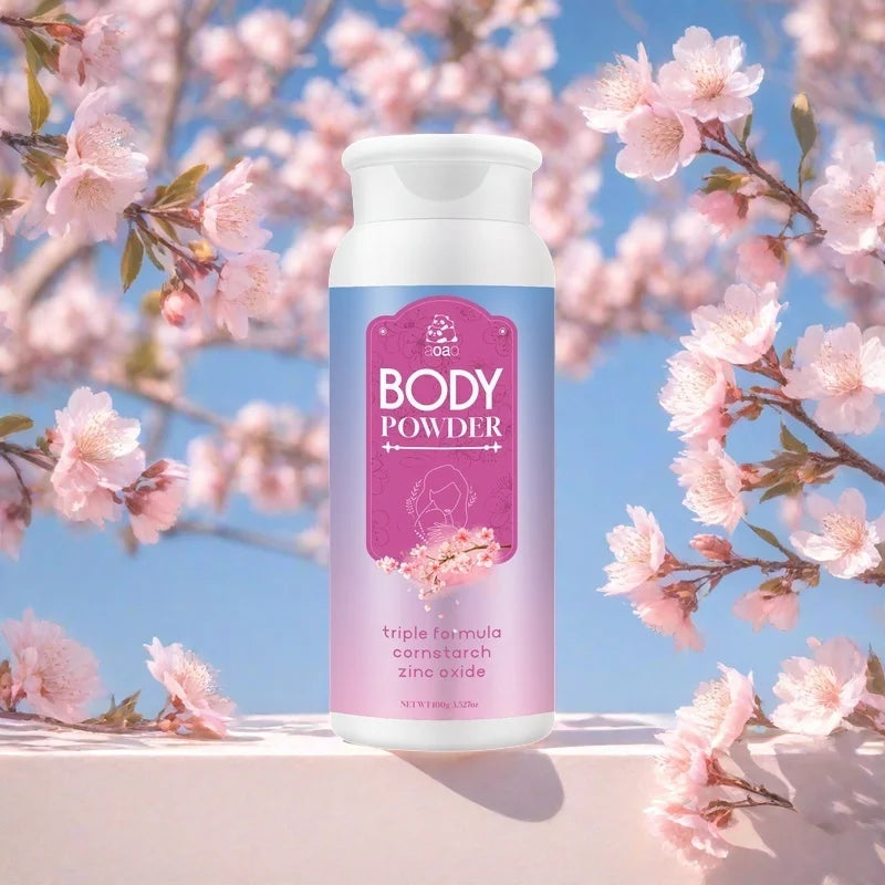 aoao Sakura Cherry Blossom Body Powder-Natural Corn Starch & Zinc Oxide with Aloe Vera & Chamomile, Fresh Floral Scent