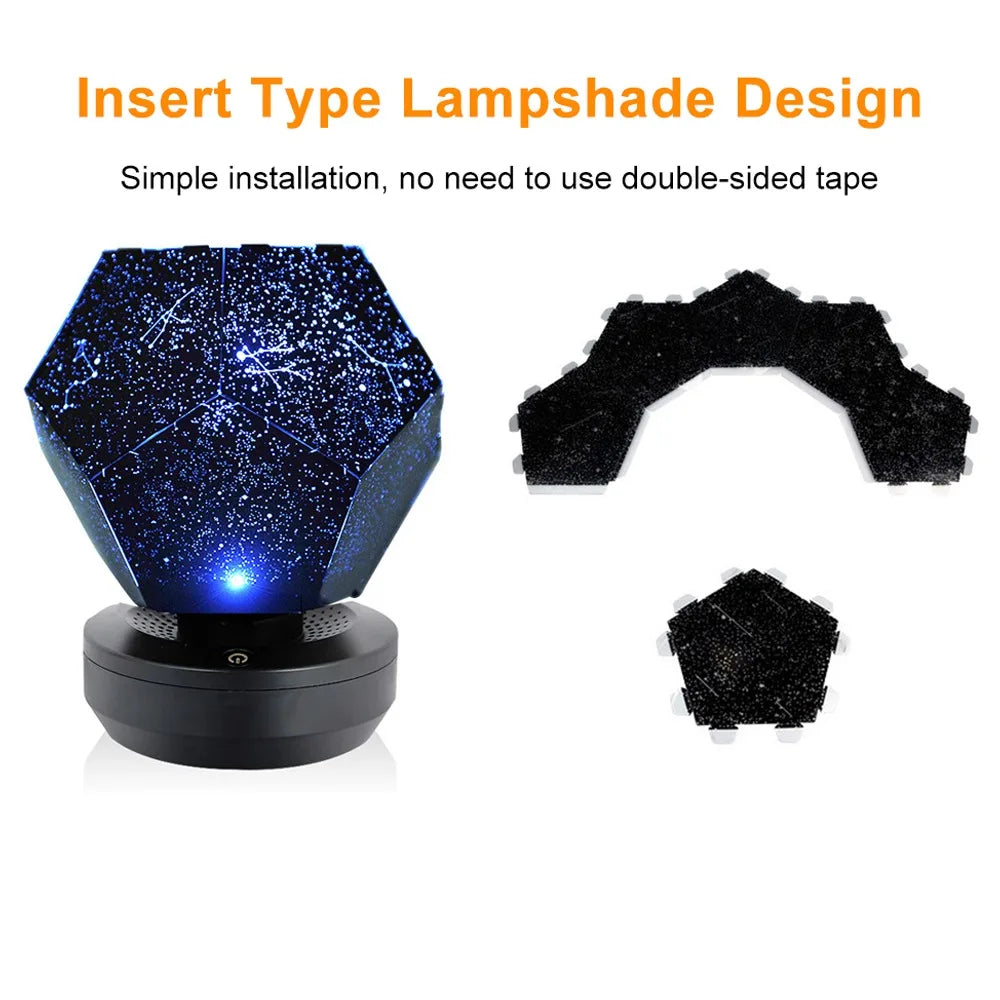 3D Projection Star Projector Light ABS And PET Material DC 5V Starry Night Lamp USB Powered Easy Assembly Planetarium Light