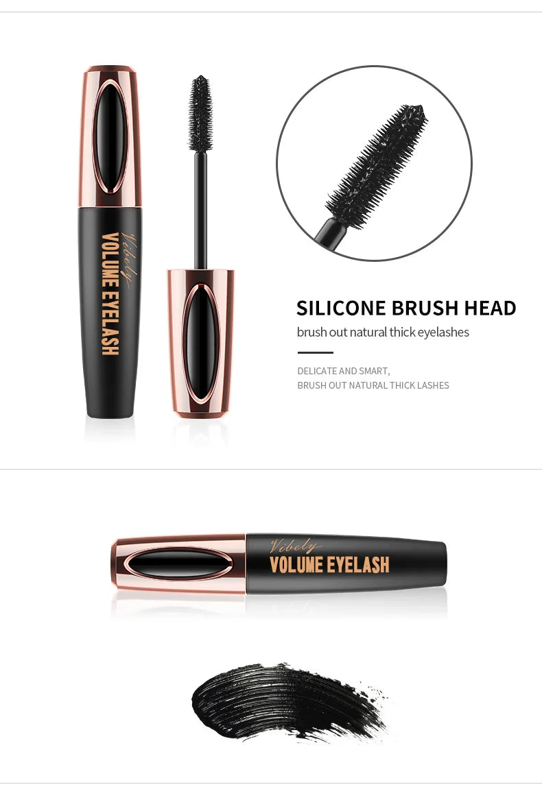 D Volumizing Mascara with Silicone Brush - Waterproof, Smudge Proof for Lengthening & Curling Lashes, Long Lasting Wear