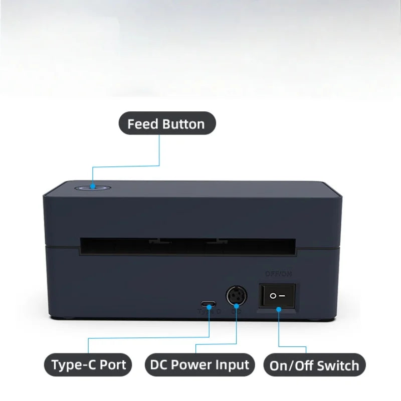 Wireless Bluetooth Thermal Desktop Shipping Label Printer 4x6 Support