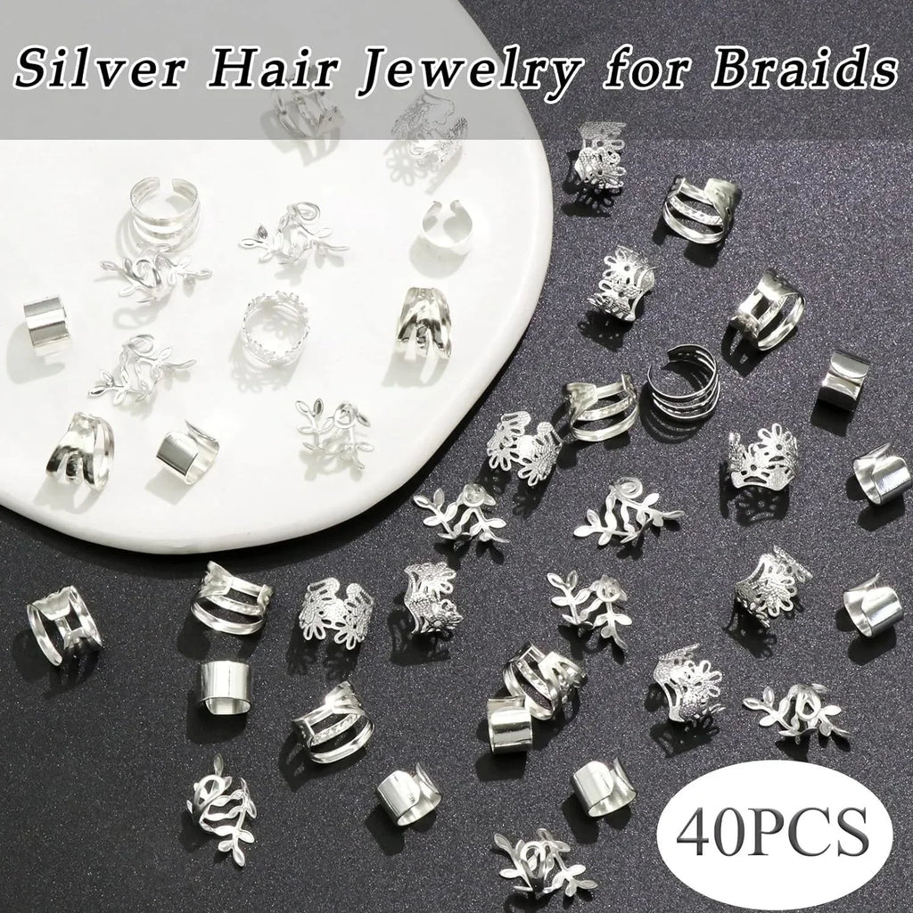 2024 New 40pcs Dreadlock Hair Beads - Stylish Alloy Hair Accessories Loc Hair Jewelry for Braids for Girls and Women