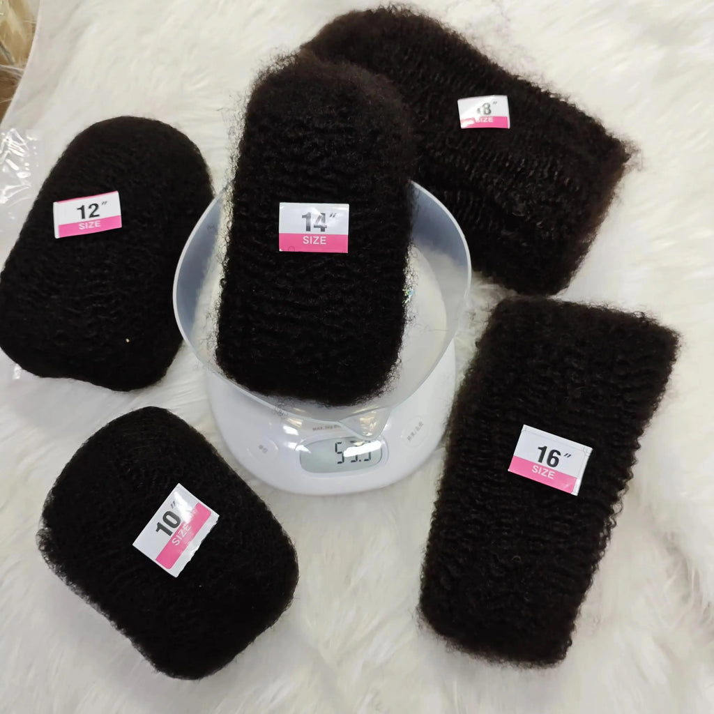 4C Afro Kinky Curly Bulk 10-18Inch 30g/50g Pack Crochet Human Hair Extensions No Weft Brazilian Remy Bulk for Locs Braiding Hair