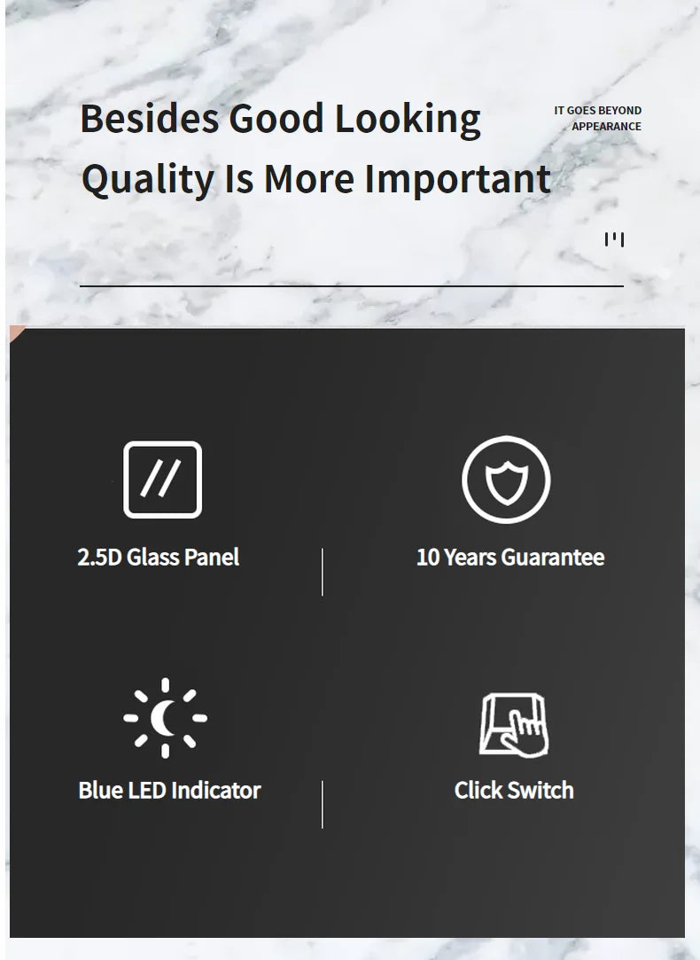 Wall Light Switch 1 2 3 4 Gang Tempered Glass Panel Blue LED Night Light White Black Gray Gold Pass Through Low Price