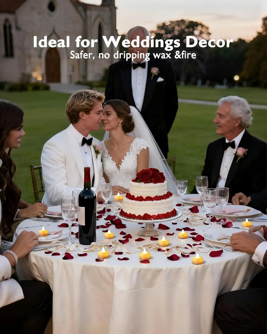 1000 Artificial Rose Petals with 12 Heart LED Tea Lights Set for Romantic Decor, Wedding, Valentine's Day