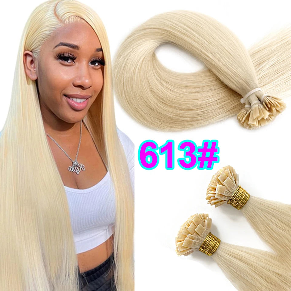 Remy Hair 1g/s 18-28 inch Real Remy Flat Tip Human Hair Extension Silky Straight Dark Brown Pre Bonded Keratin Fusion Hair