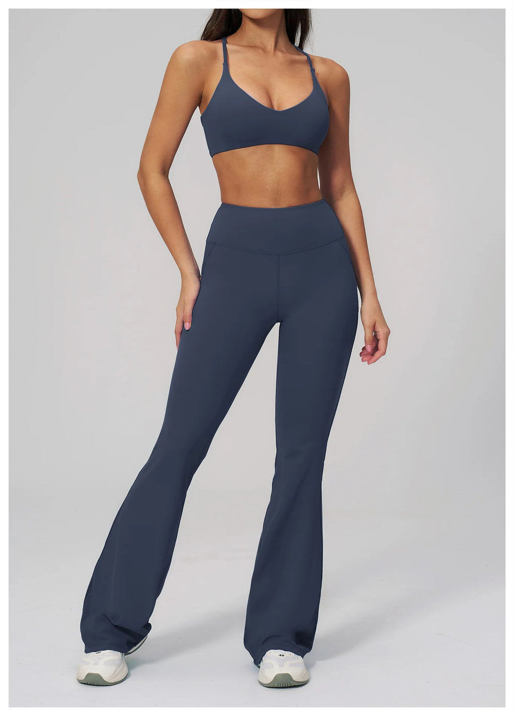 Women's Tracksuits 2PCS Flared Pants Yoga Set Gym Fitness Outfits Female Shockproof Sports Bra Yoga Workout Clothes Sports Sets