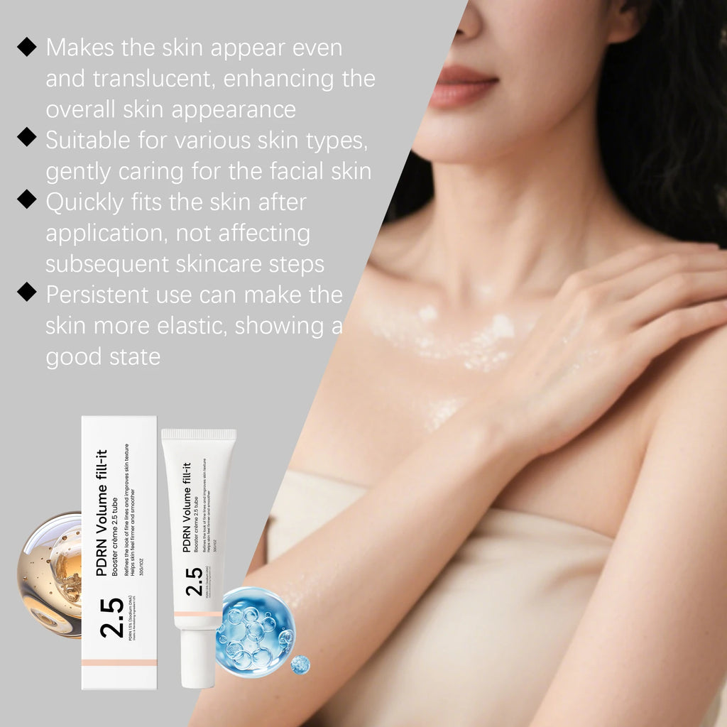95% Sodium DNA PDRN Volume Fill-it Booster Neck&Facial Cream Adenosine Fine Lines Refining Cream Anti Aging Facial Moisturizer Skin Texture Smoothing Elasticity Restoring Barrier Repair Deep Hydrating Korean Skincare Tube 30g