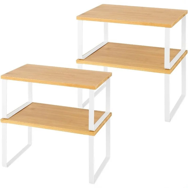Space-Saving Countertop Organizer Kitchen Office Closet Stackable Closet Organizer Extendable Storage Rack Spice Rack  Set of 2