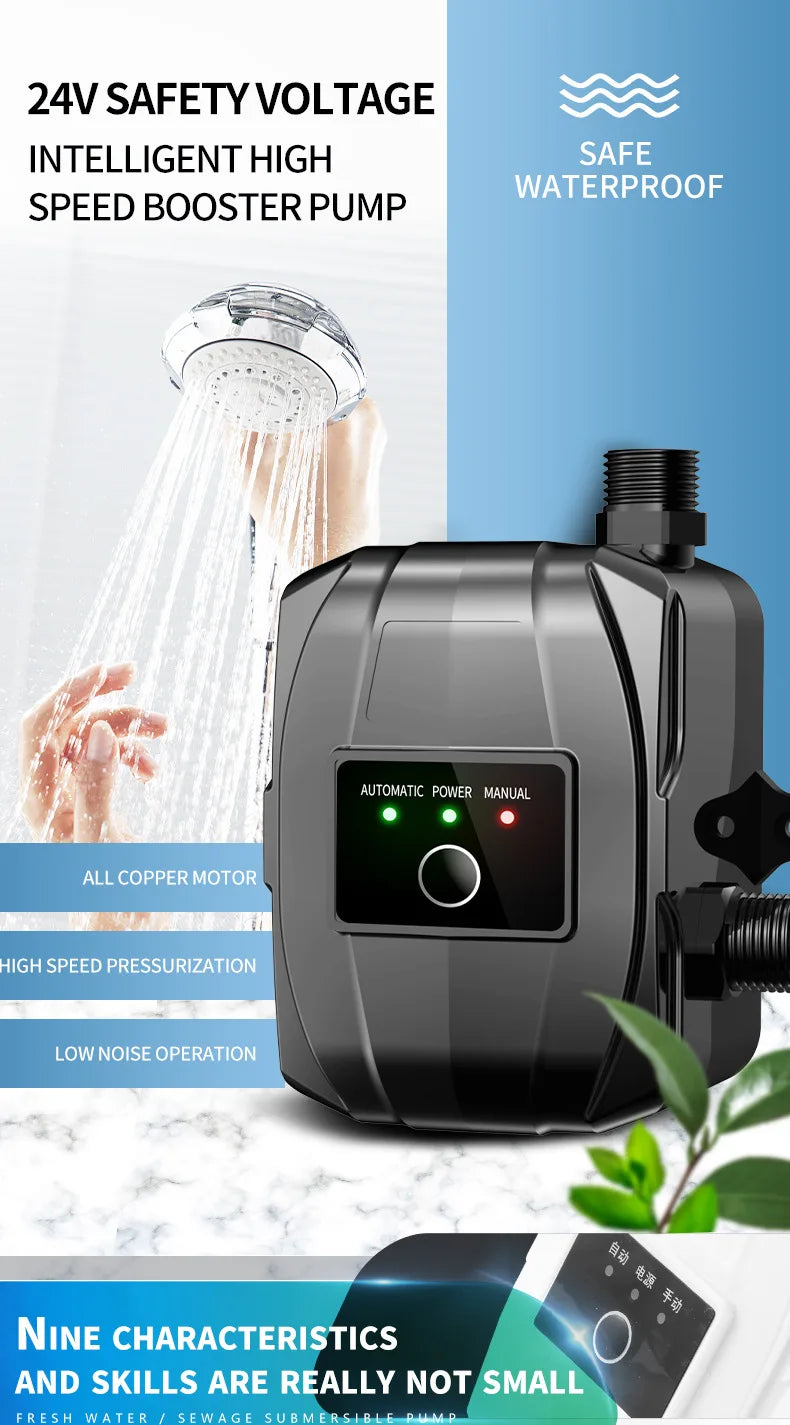110V/220V New Automatic Booster Pump Tap Water Pipeline Booster Water Heater Shower Shower Bath Water Pressure Pressurized Mute
