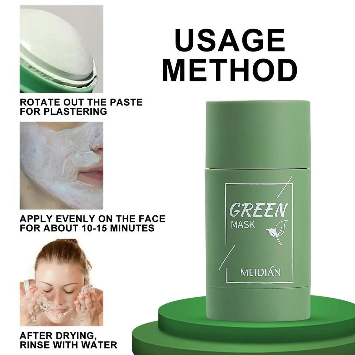 40g Green Tea Solid Cleansing Mask Stick Removes Blackheads & Cleans Pores Mild Korean Facial Skin Care