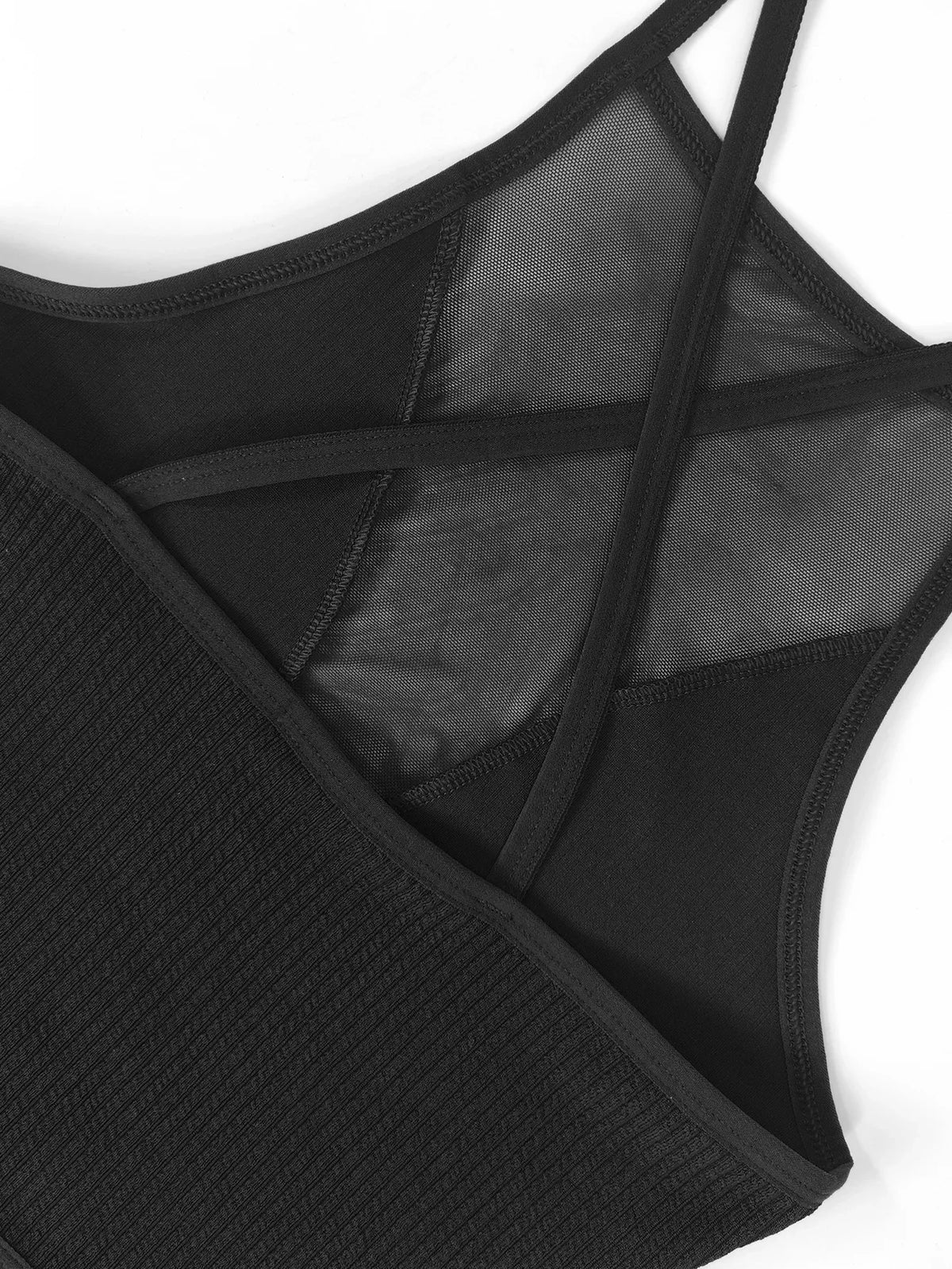 1pc Sexy Mesh Camisole Crop Top Corset Ribbed Backless Underwear Hot Fashion Women Casual BrassiereTank Top Bralette Lingerie