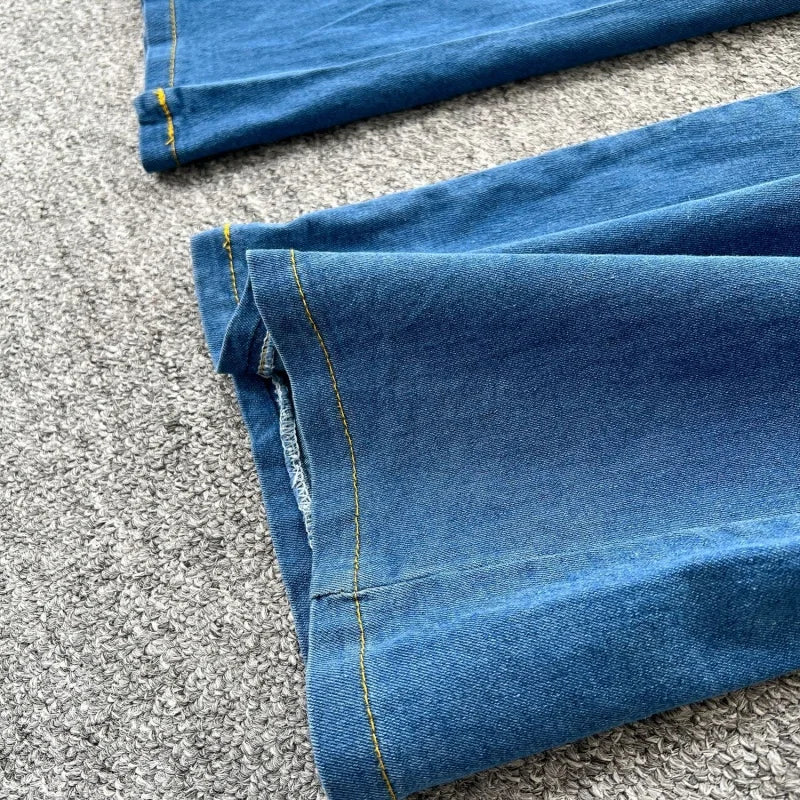 Vintage Denim 2 Piece Sets Women Outfit Spring Clothes Women 2026 Long Sleeve Shirt Top Straight Jeans Pant Set Cowboy Woman Set