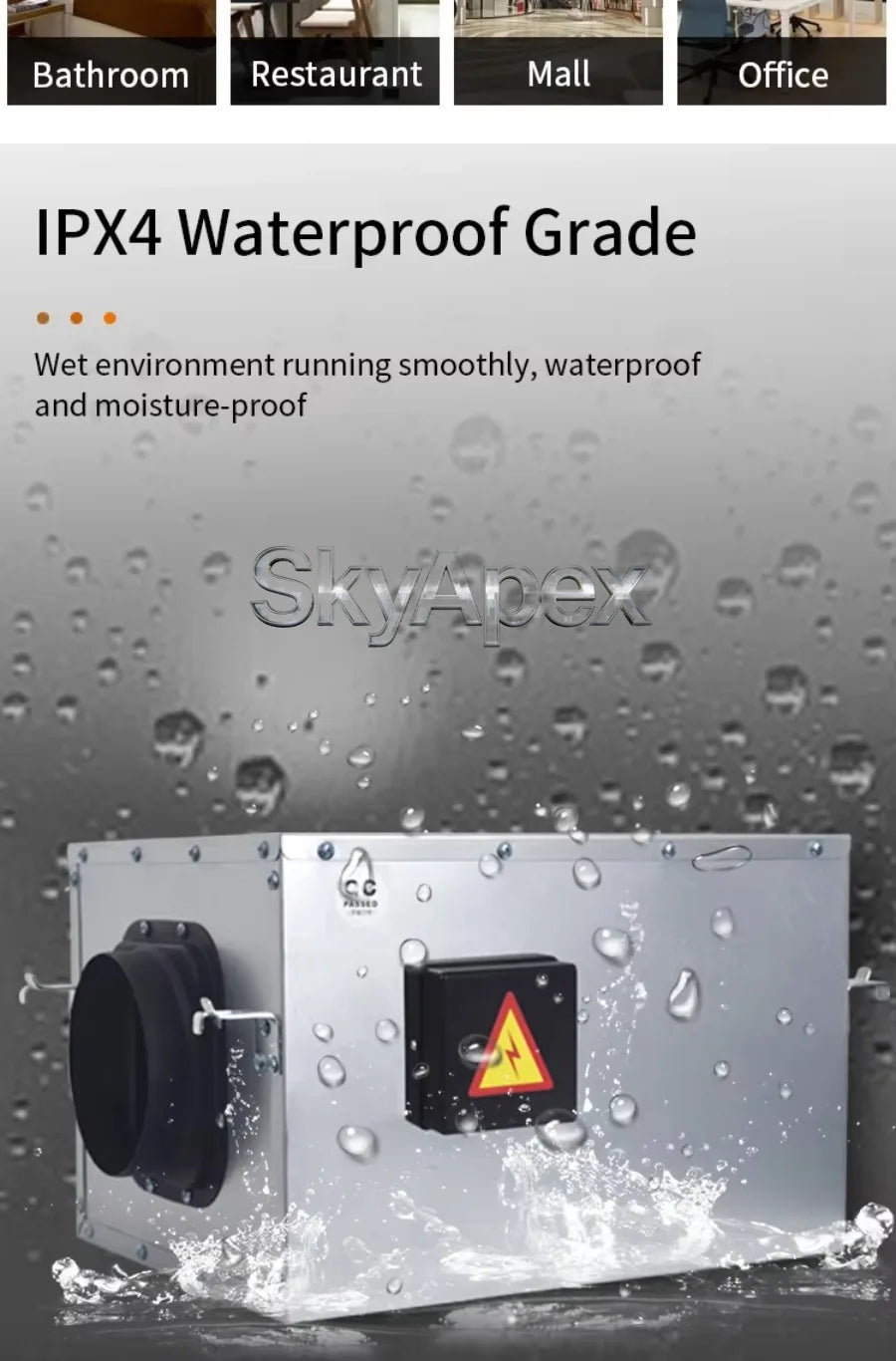 Industrial Quiet Strong Wind Exhaust Fan Sealed Wiring Box Safe Ventilation Device For Mall Office Building Air Circulation