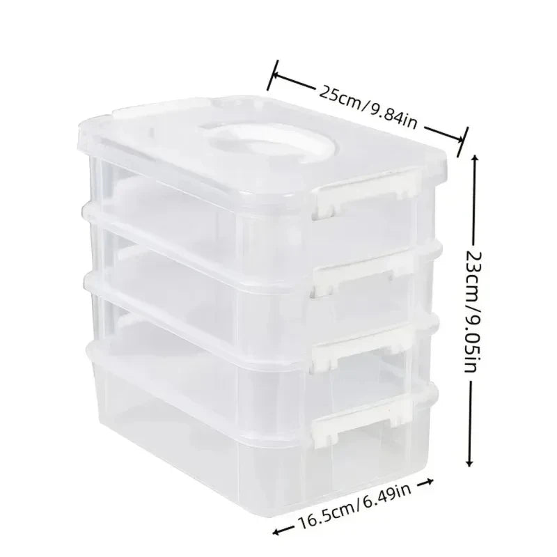 HOMEFISH Transparent Plastic Storage Box with Lid Partitioned Drawer Organizer Building Block Portable Storage Container