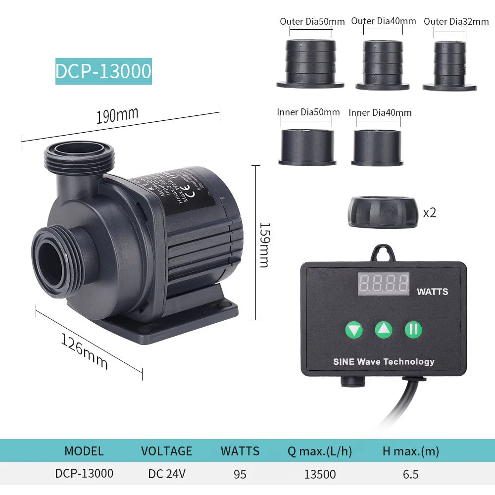 Jebao DCP Sine Wave DC Pump 2500-20000L/H Adjustable Flow Submersible Water Pump for Freshwater Saltwater Reef Tank Pond