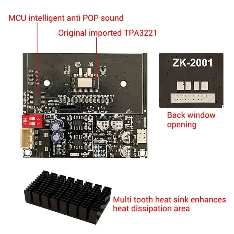2*100W TPA3221 Stereo Digital Class D Amplifier Board High Power PBTL Mono 200W Audio AMP