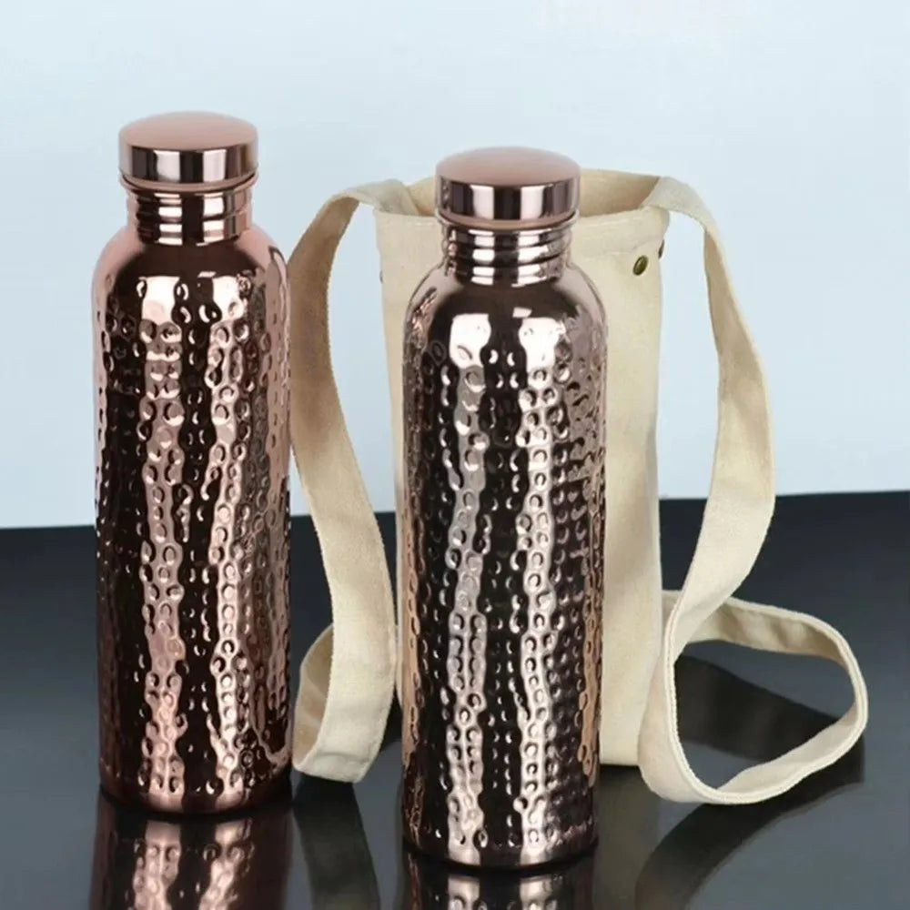 800ML Copper Water Bottle Anti-Slip Silicone Base One-Click Open Lid Leakproof Sports Bottle Thermal Insulation
