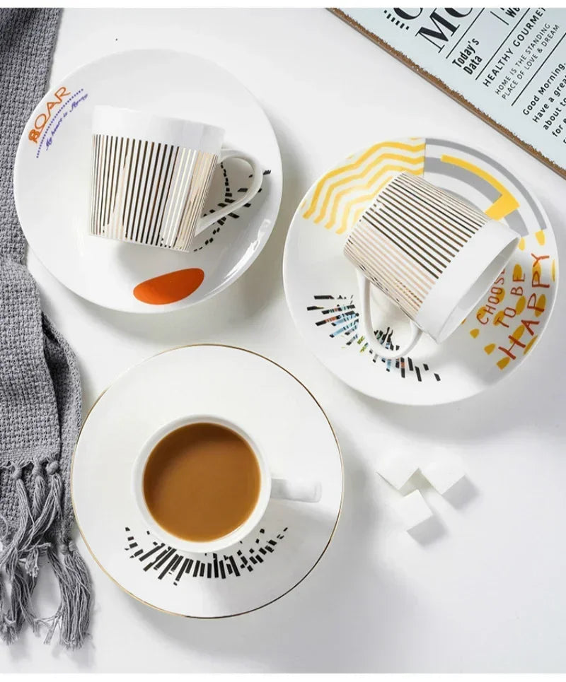 New Dynamic Mirror Reflection Cup Mug 250~300ml Home Drinkware Creative Ceramic Anamorphic Cup Coffee Tea Set Interesting Gift
