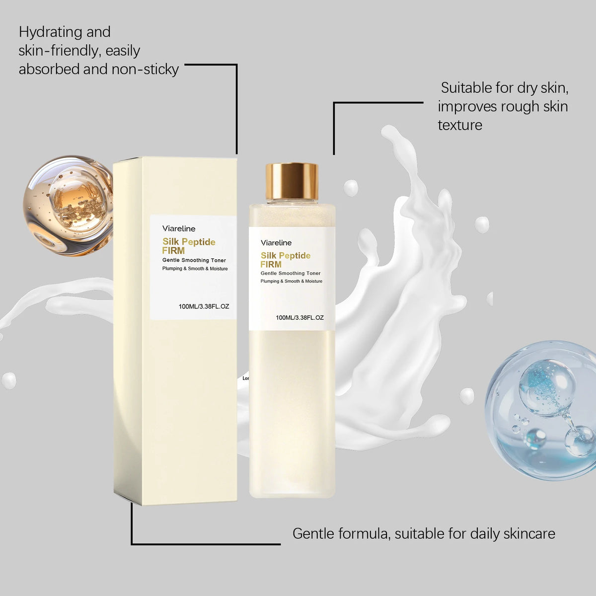 Silk Peptide Glow Boosting Toner Hydrating Refresh Repair Skin Barrier Non Sticky Quick Absorb Facial Deep Collagen Booster Care