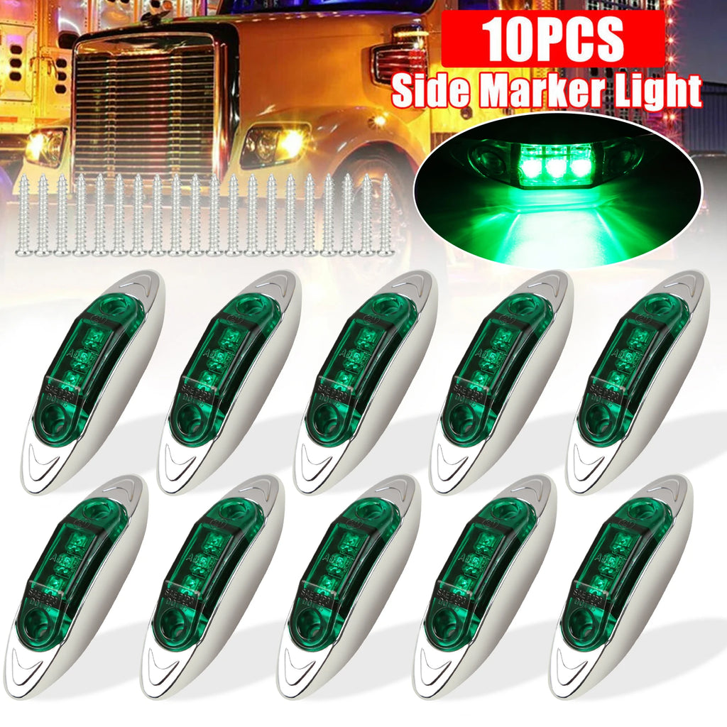 10PCS Universal LED Clearance and Side Marker Lights Piranha styling for Trucks Trailers Boats Cars Bus 12-24V Tail Indicators