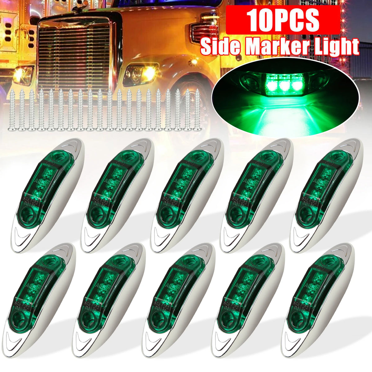 10PCS Universal LED Clearance and Side Marker Lights Piranha styling for Trucks Trailers Boats Cars Bus 12-24V Tail Indicators