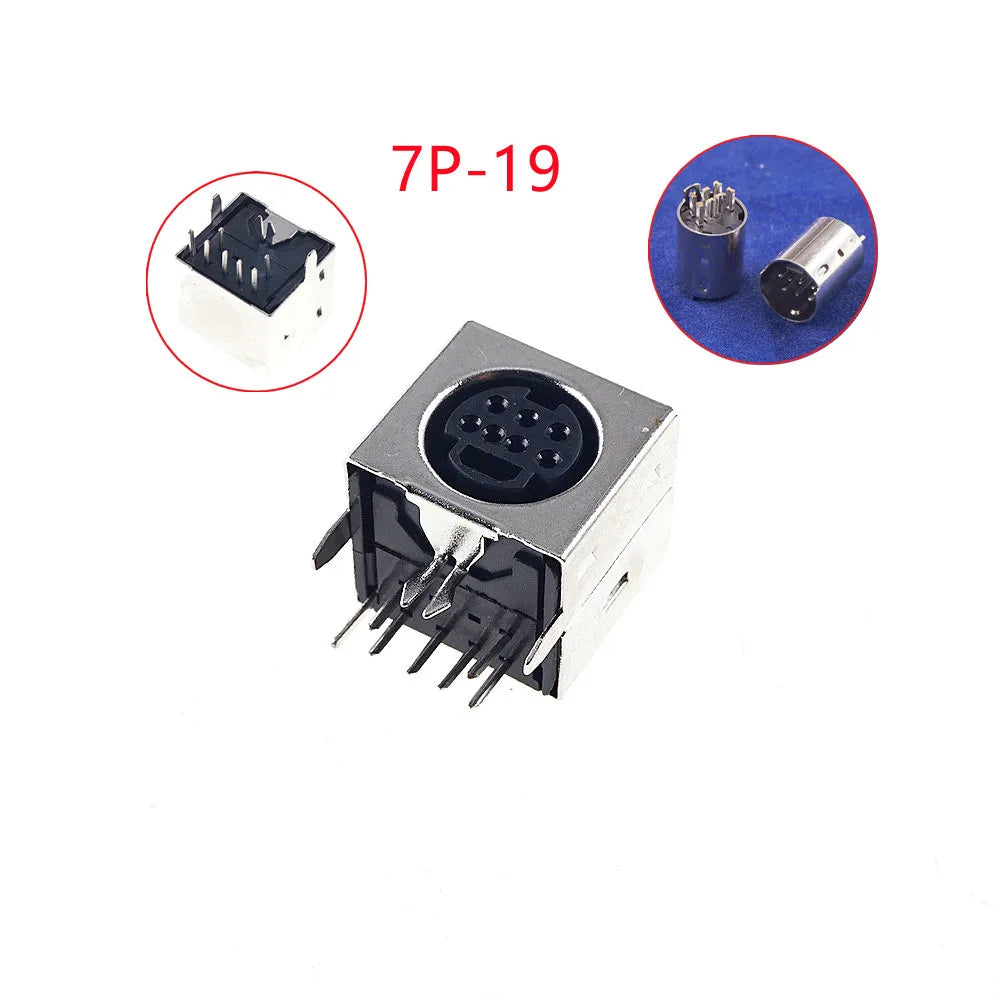 10pcs Circular Receptacle Connector Mini Din 3 4 5 6 7 8 9 10 Pin Female Din Sockets MD-SM Shield Right Angle Through Holes PCB
