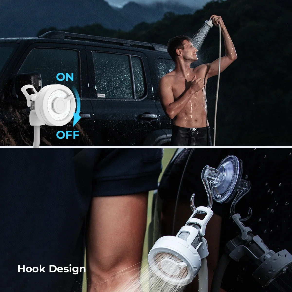 FLEXTAIL MAX SHOWER Ultralight Rechargeable Outdoor Shower Pump, Portable Camping Travel Shower with USB-C Water Pump for Hiking