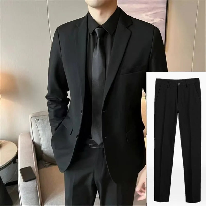 Black Casual Business Tailored Men's Jacket Youth Large Size Single Piece Wedding Groomsmen Suit Standard Fit Professional Style