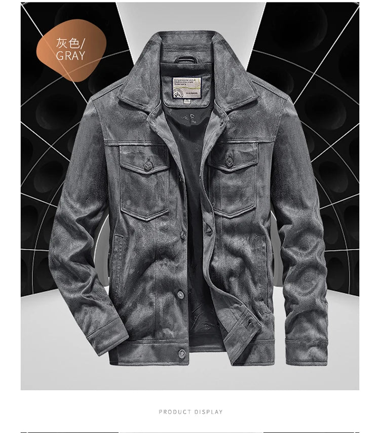 Spring and Autumn Men's Fashion Casual Slim-fit British Style Outdoor Sports Cargo Retro Suede Coat Youth All-match Cargo Jacket