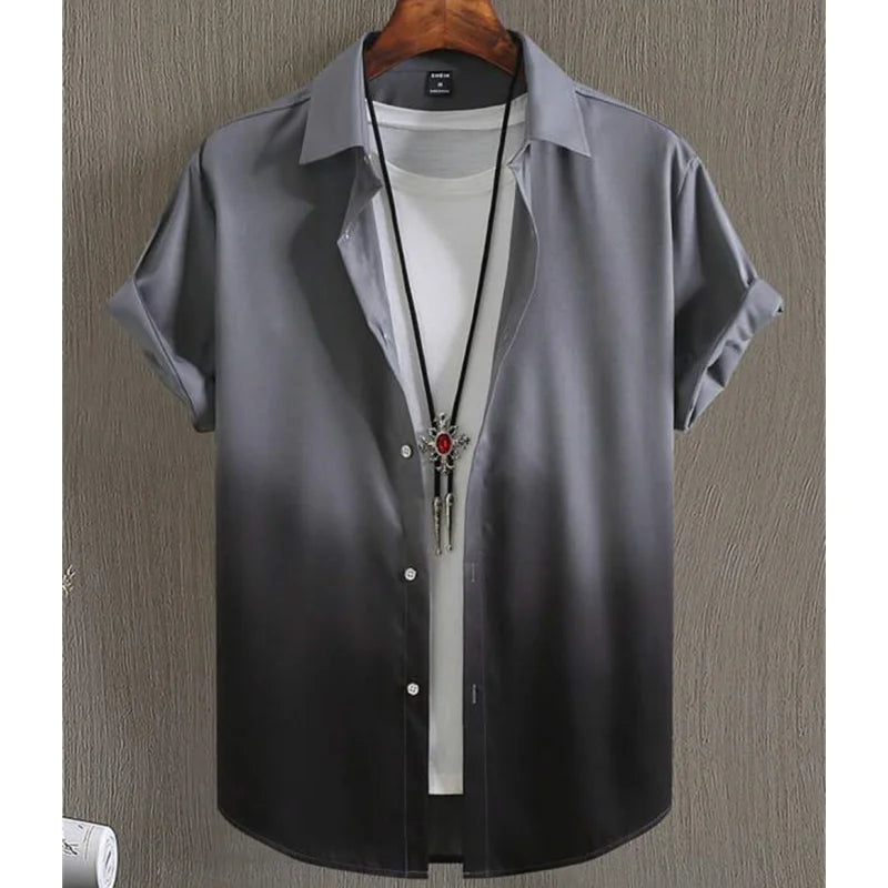 Hawaiian Men'S Shirt 3d Gradient Printing Loose Oversized Shirts And Blouses High-Quality Clothing Beach Party Sweatshirts