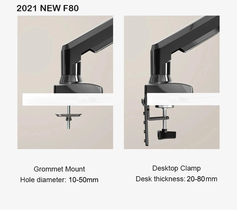 F80 Gas Spring 17-30 inch Desktop LED LCD Monitor Mount Holder Arm Ergonomic Gas Strut Flexi Mount Load 2~9kgs