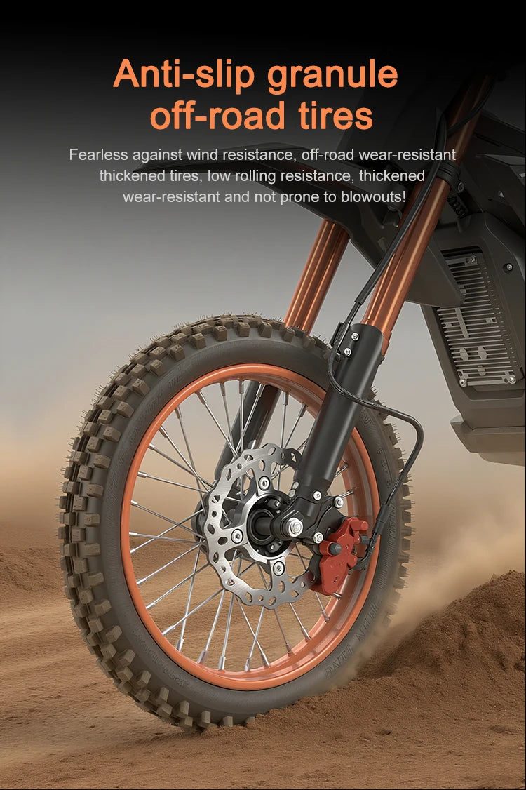 Dropshipping Electric Motocross Bike 60V 27AH 1600W,40Mph,37 Miles,Urban Commuting Front 17";Rear 14" Off-Road Electric Bike